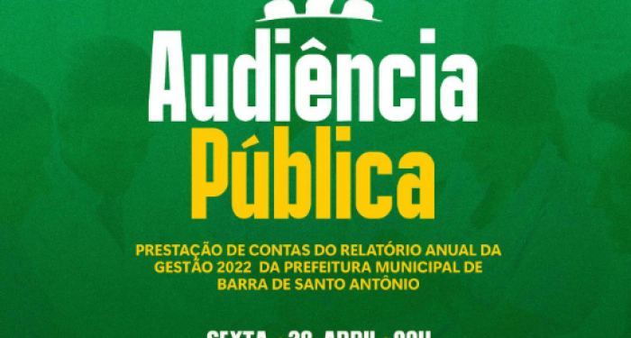 Audiência Pública: Prefeitura de Barra de Santo Antônio convoca cidadãos barrenses para participar do evento