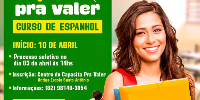 CAPACITA PRA VALER: Prefeitura da Barra de Santo Antônio oferece curso gratuito de espanhol