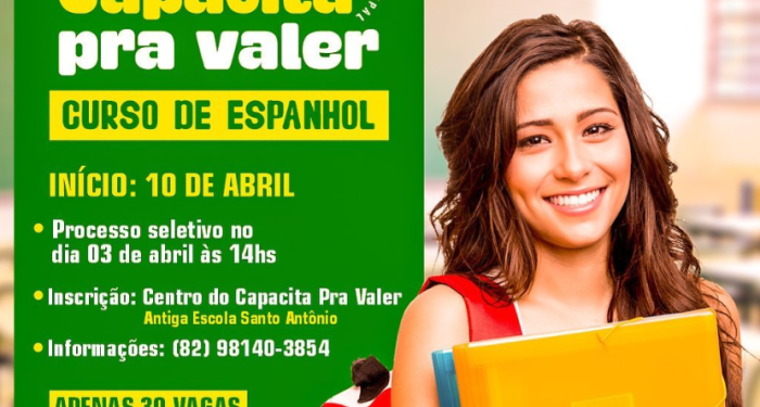 CAPACITA PRA VALER: Prefeitura da Barra de Santo Antônio oferece curso gratuito de espanhol