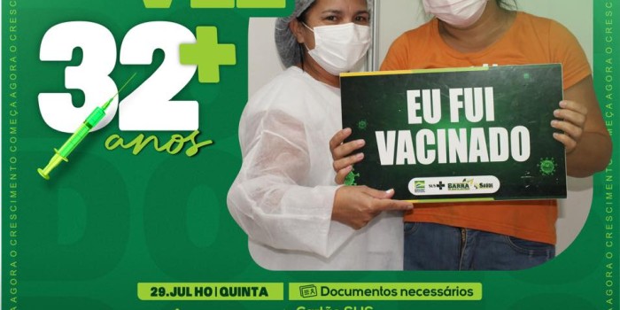 Barra de Santo Antônio amplia vacinação contra covid para maiores de 32 anos