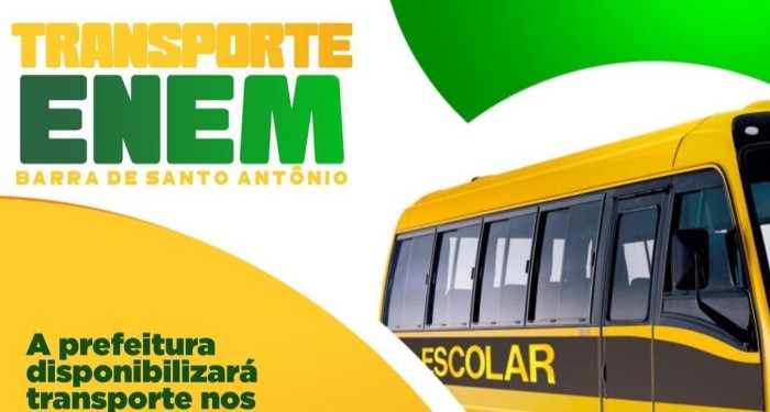  Barra de Santo Antônio: Prefeitura disponibiliza ônibus gratuito para candidatos que fazem o ENEM
