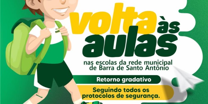 Volta as aulas presenciais na Rede Municipal da Barra de Santo Antônio