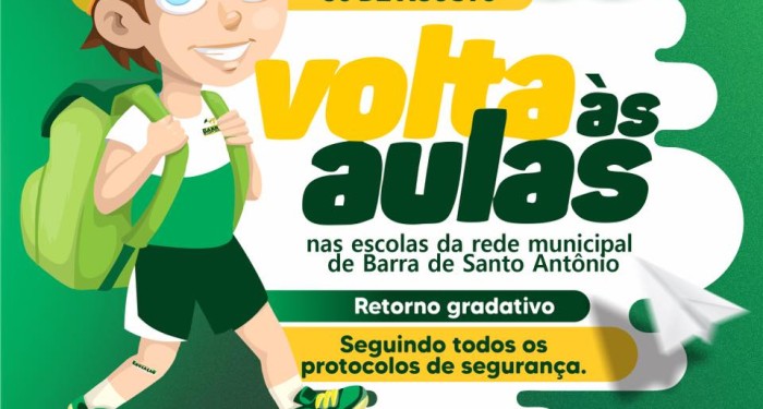 Volta as aulas presenciais na Rede Municipal da Barra de Santo Antônio