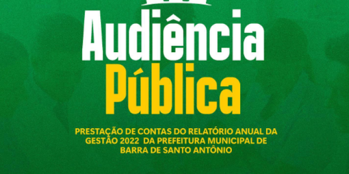 Audiência Pública: Prefeitura de Barra de Santo Antônio convoca cidadãos barrenses para participar do evento