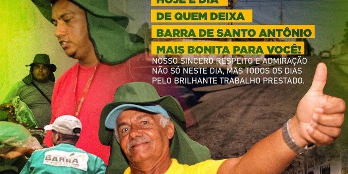 Dia do Gari: Prefeitura da Barra de Santo Antônio homenageia aqueles que são fundamentais para o bem-estar e a saúde do município.